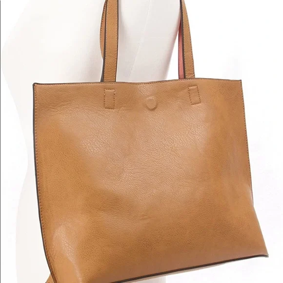 Overbrooke Reversible Tote Bag Vegan Leather Womens Shoulder Tote with Wristlet - Picture 7 of 7